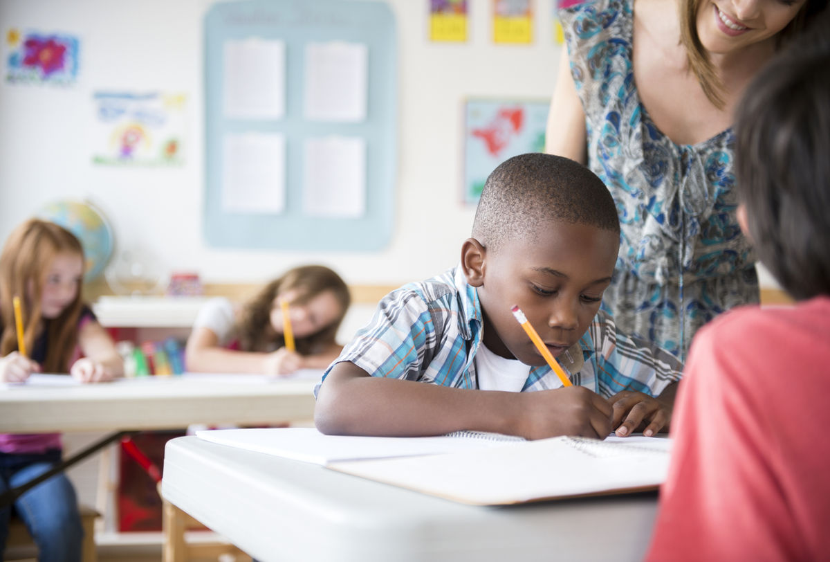 Student working on a practice test
